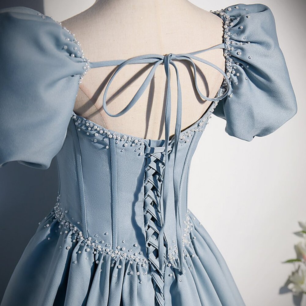 Stunning Blue Satin Mini Dress - Fitted Waist & Sophisticated Style